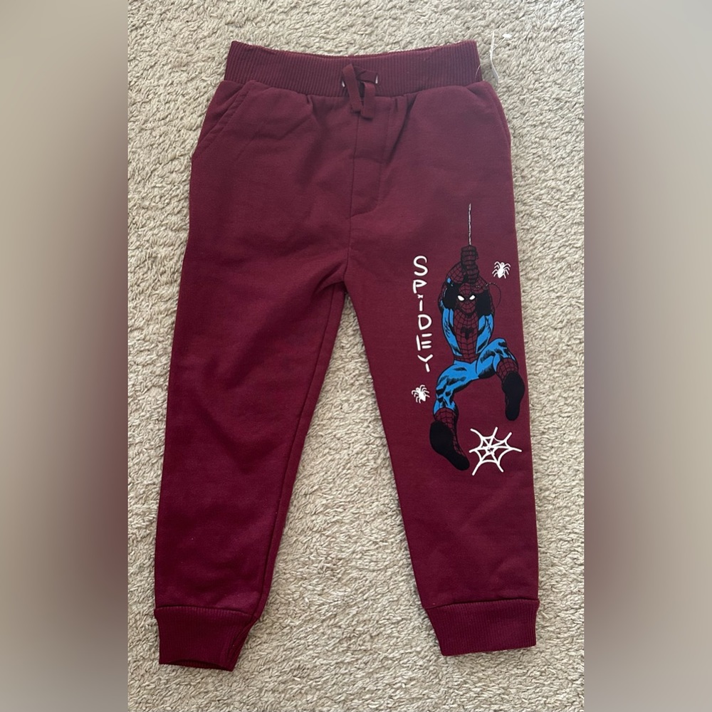 Marvel Spiderman Spidey Lined Sweatpants Toddler Boy 4 NWT